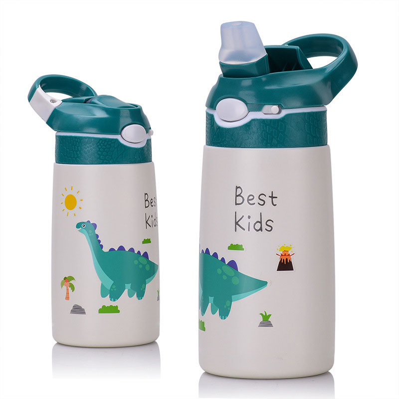 Children Travel Stainless Steel Drinking Water Bottle with Lid Cute Printing Kids School Sippy Cup