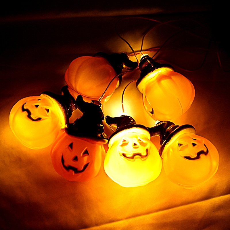 Stock Decoration Halloween 6 LED Solar Power String Lighting Halloween Decorations Outdoor Holiday Pumpkin Bat Skull Lights