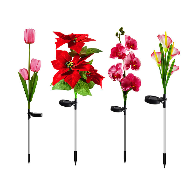 Outdoor 4 head calla Lily lights Solar powered outdoor landscape garden lawn LED decoration