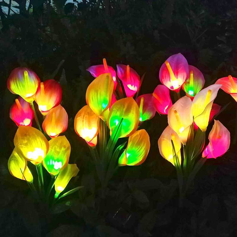 Outdoor 4 head calla Lily lights Solar powered outdoor landscape garden lawn LED decoration