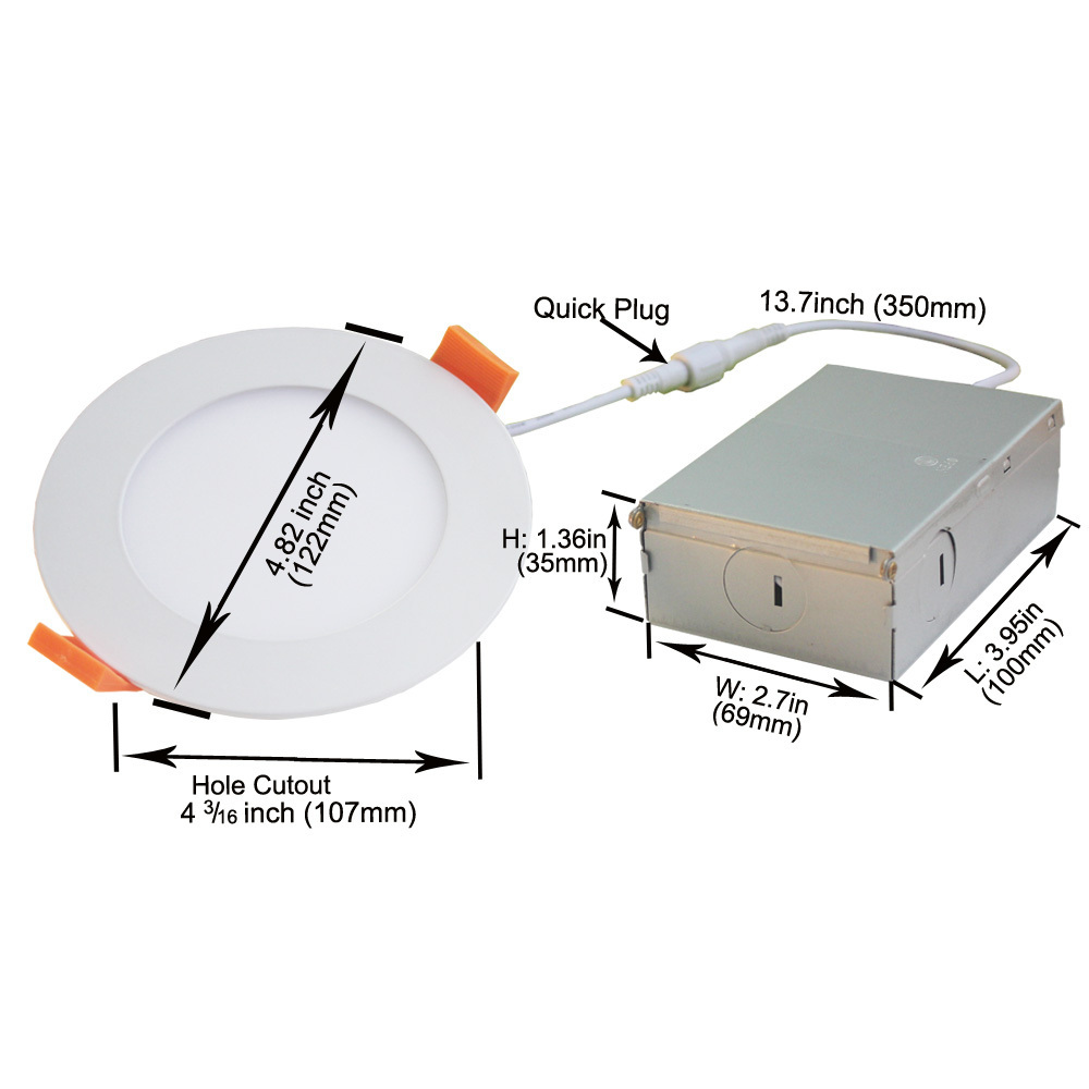 China factory ETL Intertek CRI>80 slim recessed light fit 4 inch 9W round ultra-thin led recessed pot light ceiling panel light