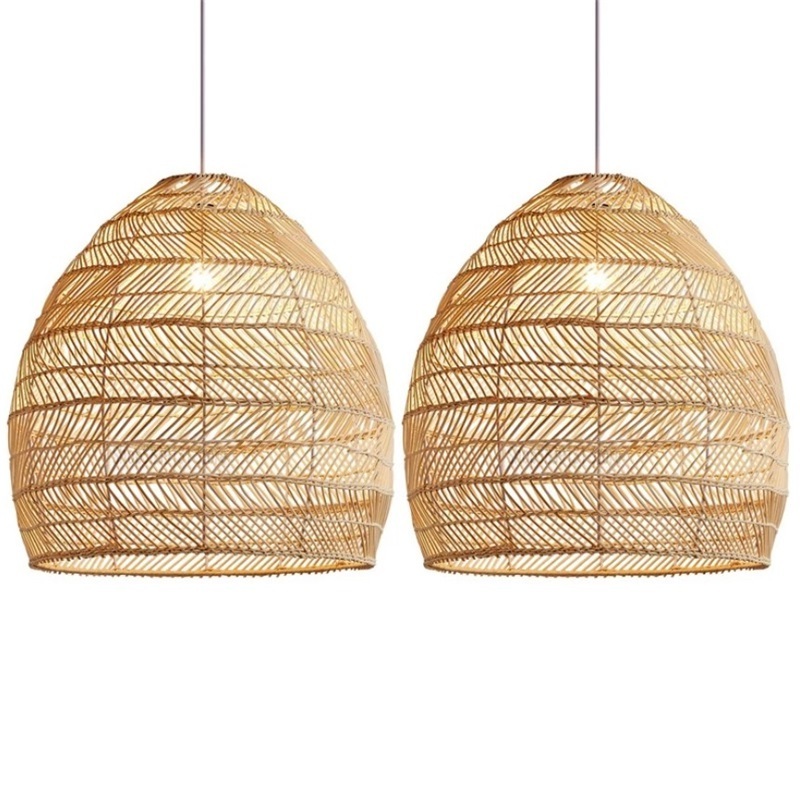 Modern Bamboo weaving bamboo Rattan Weaving Pendant lamp shade lanterns living room hotel restaurant aisle long Pendant light