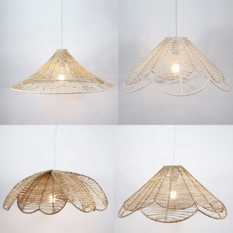 Decorative Bamboo lamp shade Pendant Lamp for cafe restaurant Lantern Woven Bamboo light Restaurant solar indoor pendant lights