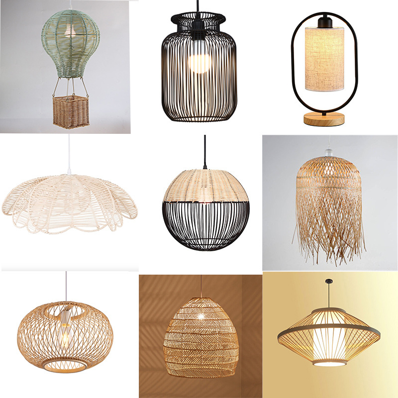 Natural Bamboo Chandelier Rustic Woven Chandelier Rattan Ceiling Light Fixtures Creative Chandelier Handicraft lamp