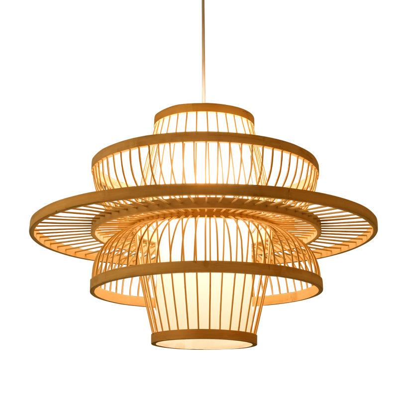 Chinese Art handmade Natural Bamboo Weave Dome Shade Bamboo Lamp Shade Ceiling Light Bamboo modern Pendant Light