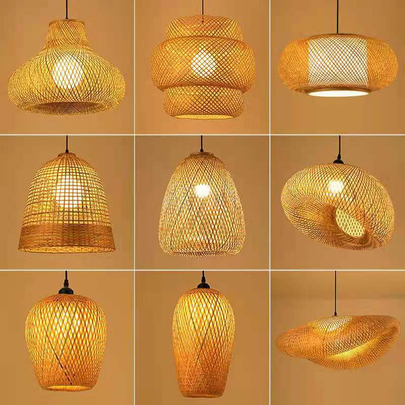 Modern Bamboo Pendant Light Wood Suspension Lantern Ceiling Light For Parlor restaurant bar cafe Home Decor boho chic Lighting