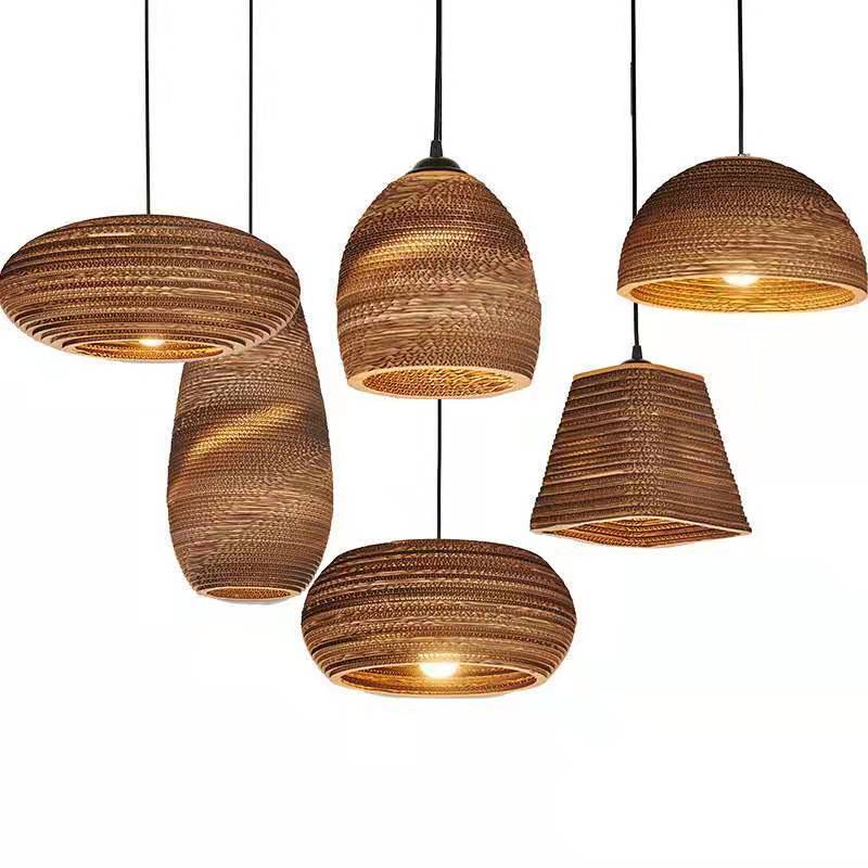 Modern Bamboo Pendant Light Wood Suspension Lantern Ceiling Light For Parlor restaurant bar cafe Home Decor boho chic Lighting