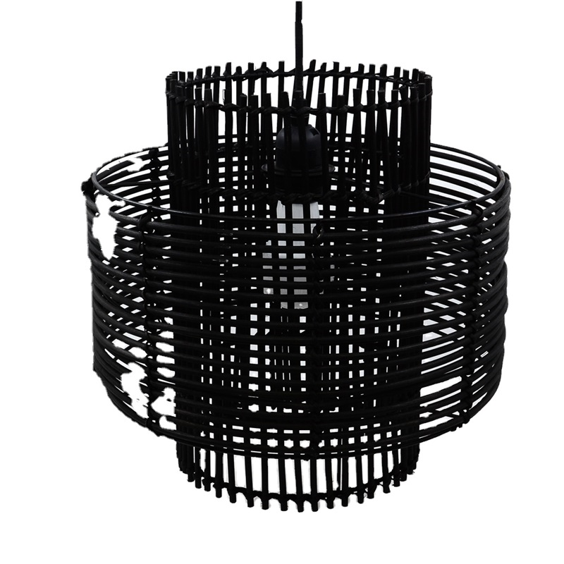 Black design lamp chandelier Rattan Pendant Lamp Modern Wove Hanging Kitchen Farmhouse Ceiling light Fixtures