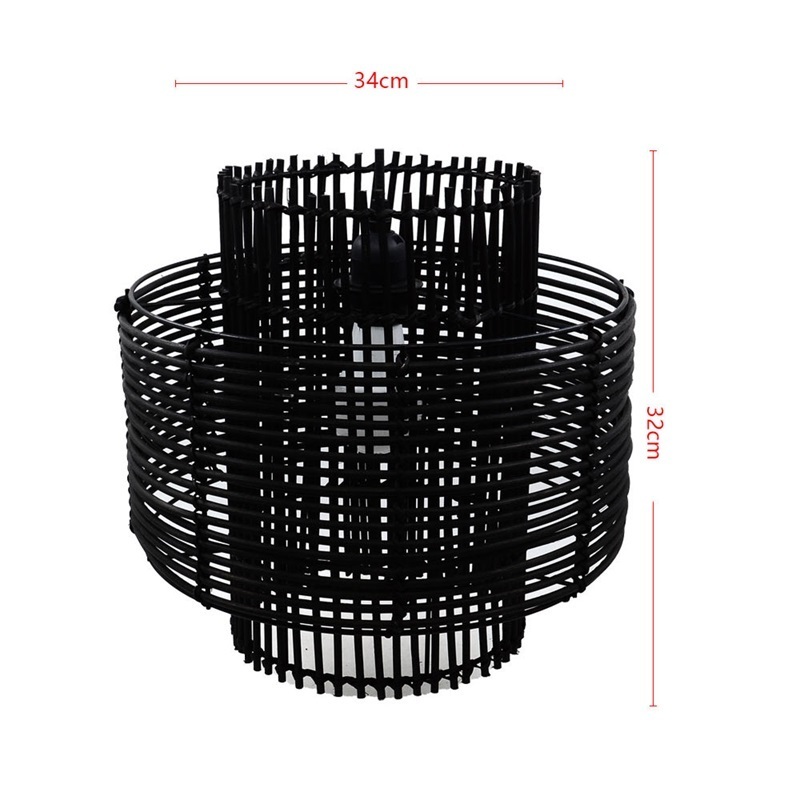 Black design lamp chandelier Rattan Pendant Lamp Modern Wove Hanging Kitchen Farmhouse Ceiling light Fixtures