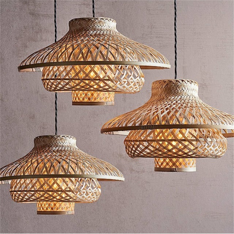 Outdoor design handmade decorative bamboo chandelier pendant light fixtures lamp shade Umbrella Bamboo Lamp