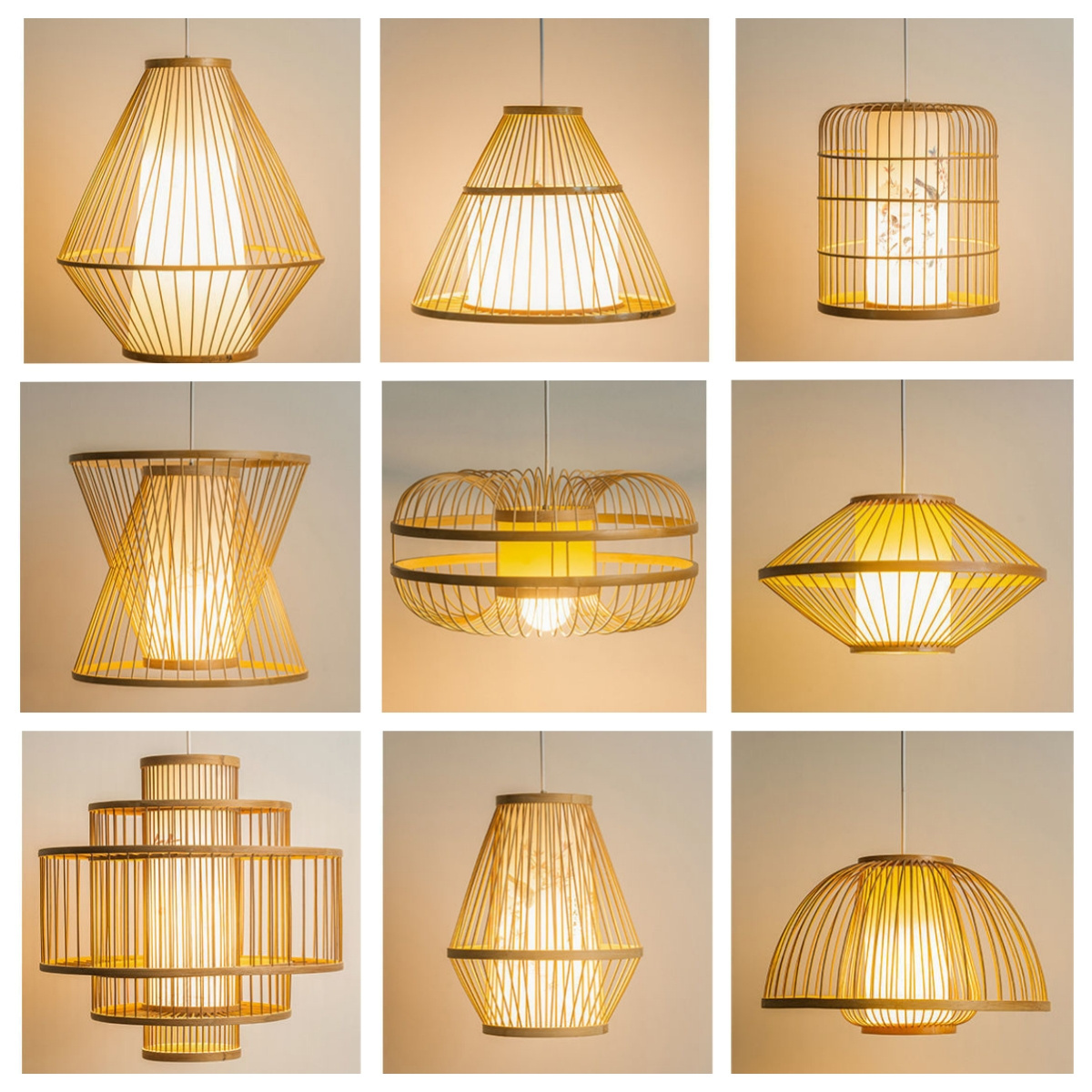 Rattan lamp 3 light bulbs Indoor Outdoor Ceiling light Hanging LED Pendant Lamp Fixtures Rattan Woven Home Bedroom Decors