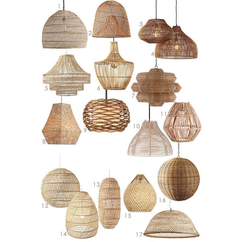 Modern bamboo handmade bamboo lamp shade New Design Handmade Woven Bamboo Pendant light Rattan Hanging Lamps Natural Chandelier