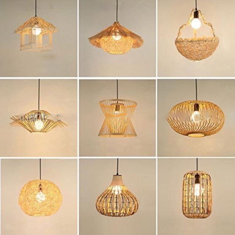 Modern bamboo handmade bamboo lamp shade New Design Handmade Woven Bamboo Pendant light Rattan Hanging Lamps Natural Chandelier