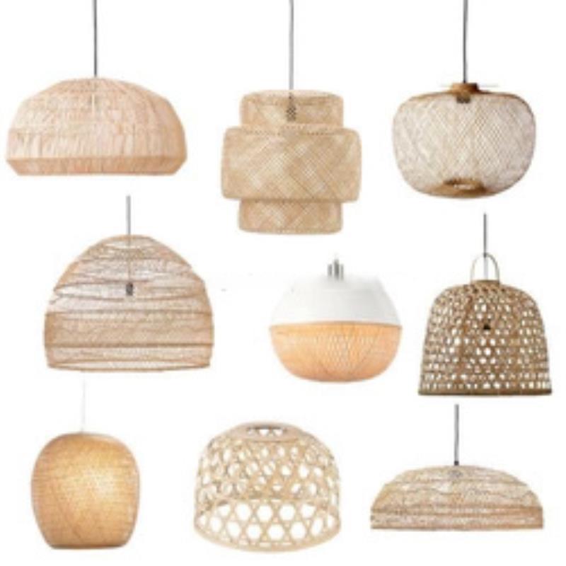 Modern bamboo handmade bamboo lamp shade New Design Handmade Woven Bamboo Pendant light Rattan Hanging Lamps Natural Chandelier