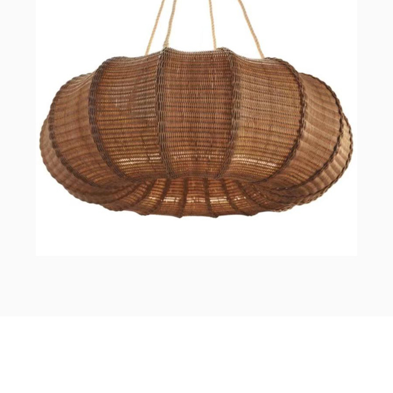 Decorative Bamboo Pendant Light Boho Rattan Wicker Pendant Lamp Twine Plug Chandelier Lamp Rustic Decorative Hanging Light