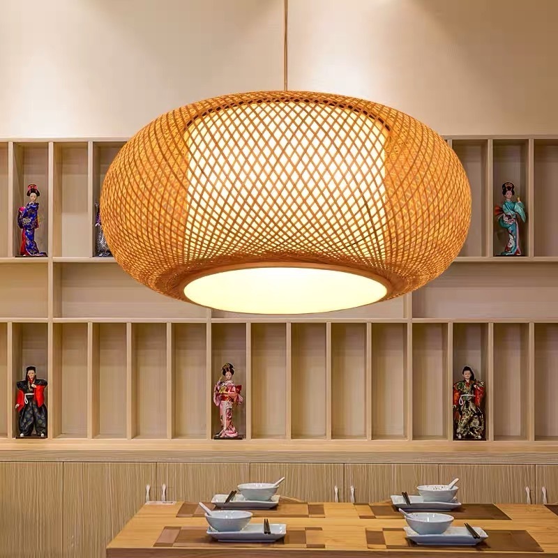 modern hot sale ceiling light handmade wicker bamboo pendant lamp shade natural large bamboo chandelier lights