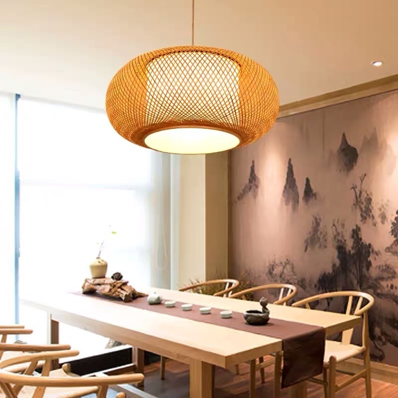 modern hot sale ceiling light handmade wicker bamboo pendant lamp shade natural large bamboo chandelier lights