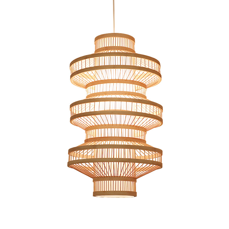 Post modern lighting fixtures modern pendant for restaurant decoration dining room handmade bamboo lamp shade