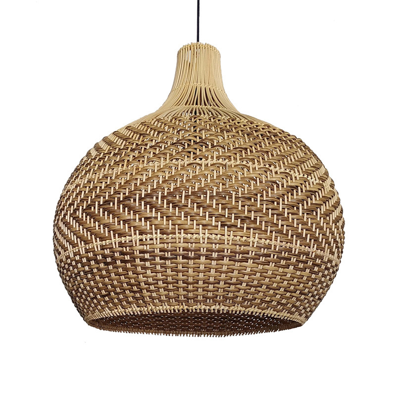 Factory Wholesale Custom Rattan Lampshade Bamboo Straw Chandelier Lantern Personality Braided Lighting Accessories