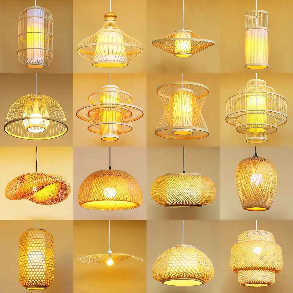 Fancy rattan wicker ceiling light modern rattan lamp shade lighting fixtures modern pendant luxury chandelier design