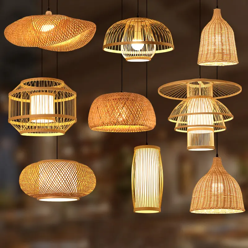 Unique top sell popular bamboo chandelier lighting fixtures modern pendant indoor home restaurant hotel design lighting