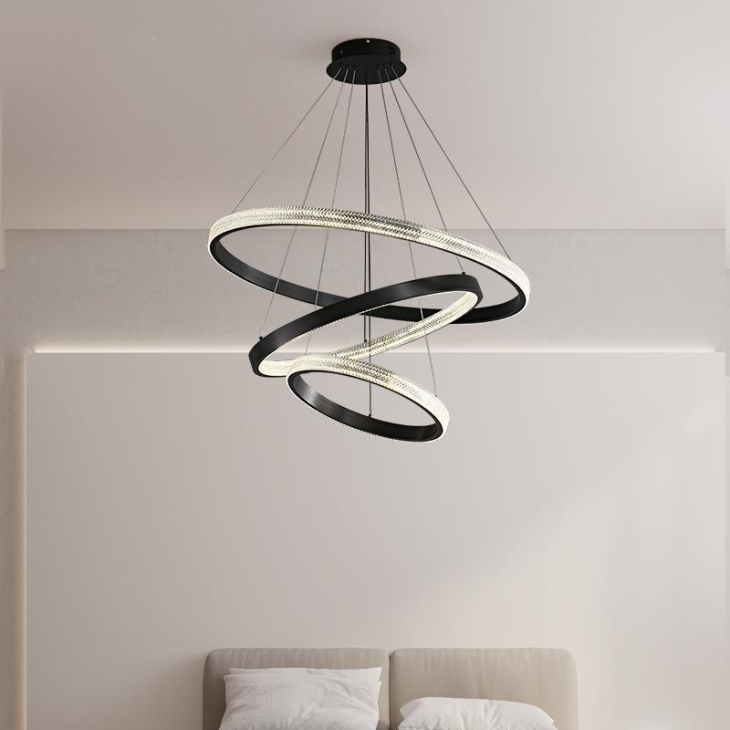 Hot sell cheap led pendant lamps home decor gold rings hanging lamp living room bedroom modern luxury LED chandelier