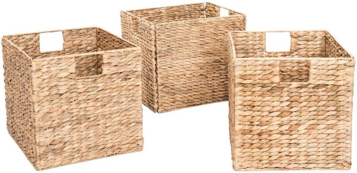 Wholesale Foldable Hyacinth Storage Baskets with Iron Wire Frame Hand Woven Large Storage Baskets storage wire baskets