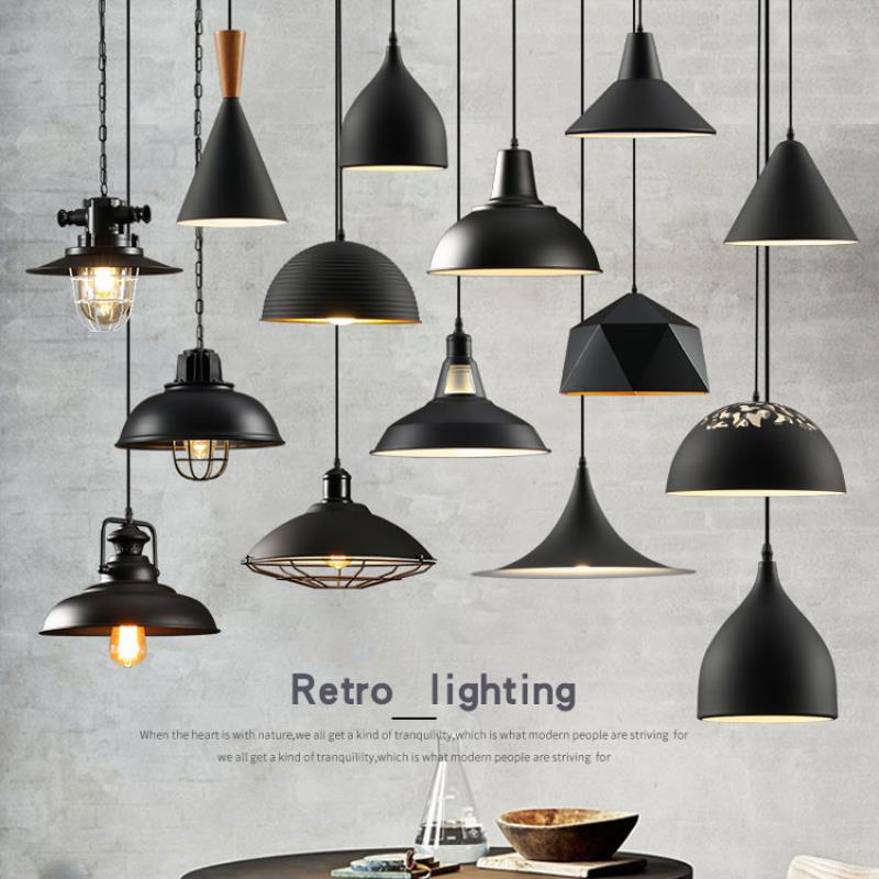 Metal light fixtures lamppshade Iron Led Ceiling Light Lamp farmhouse pendant lighting for kitchen island