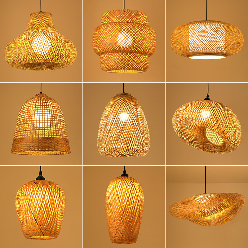 Hot sell fancy bamboo chandelier pendant lamp modern natural bamboo wooden lamp lights for restaurant hotel bedroom living room