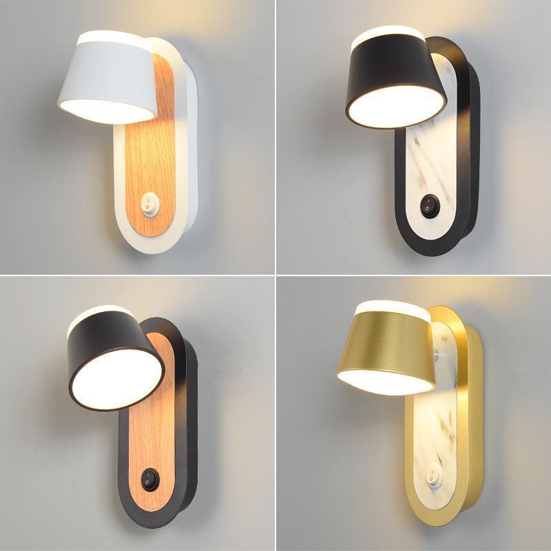 modern wall lampshade Bath  LED moon lamp-Updated Canopy wall lamp for bedroom hotel bedroom wood 3 way dimmable nightstand