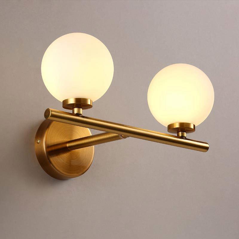 Modern Gold lamps wall Brass Finished Plug in Wall Light with Opal White Glass Shade Bathroom Vanity Sconce