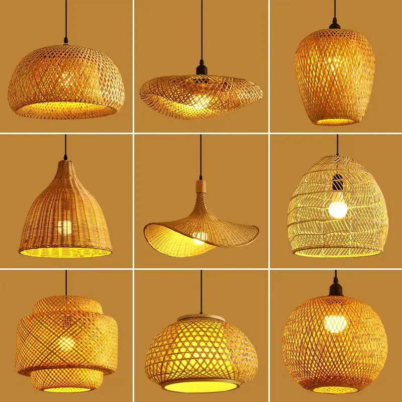 Bamboo ceiling lights for living room bedroom dining room kitchen island modern decoration lighting fixtures