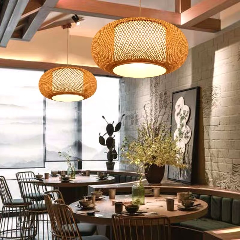 modern hot sale ceiling light handmade wicker bamboo pendant lamp shade natural large bamboo chandelier lights