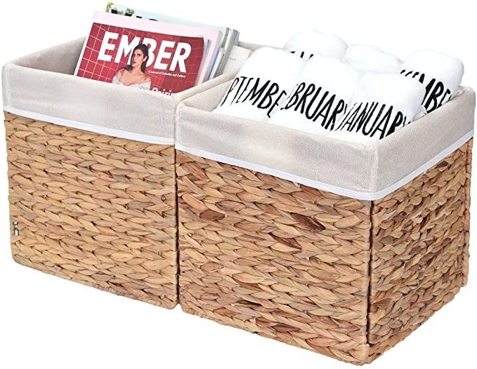 Wholesale Foldable Hyacinth Storage Baskets with Iron Wire Frame Hand Woven Large Storage Baskets storage wire baskets