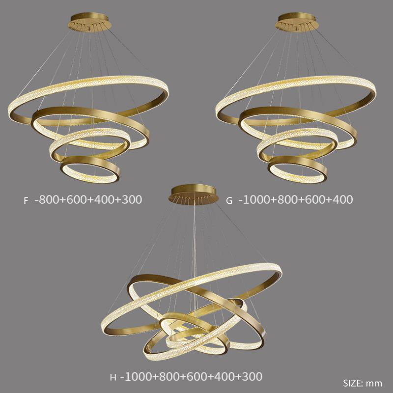 Hot sell cheap led pendant lamps home decor gold rings hanging lamp living room bedroom modern luxury LED chandelier