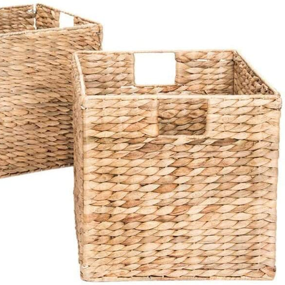 Wholesale Foldable Hyacinth Storage Baskets with Iron Wire Frame Hand Woven Large Storage Baskets storage wire baskets