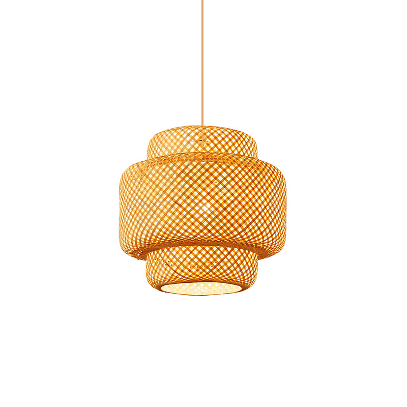 New Vintage Rattan Chandelier lamp Natural Hand Woven Art wood veneer Pendant Hanging Light Fixture home decor lamp