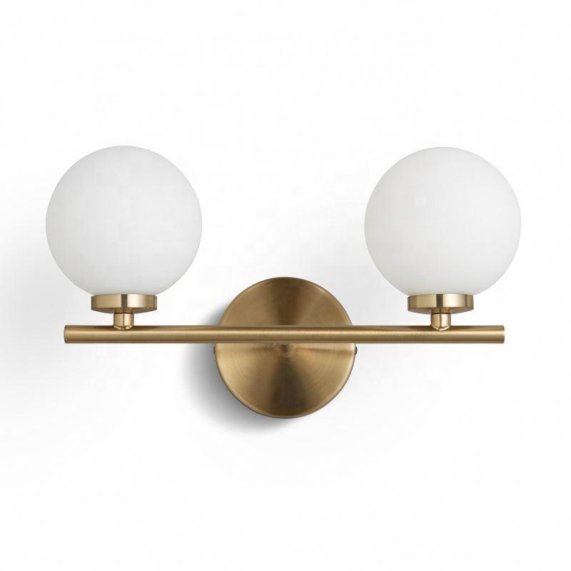 Modern Gold lamps wall Brass Finished Plug in Wall Light with Opal White Glass Shade Bathroom Vanity Sconce