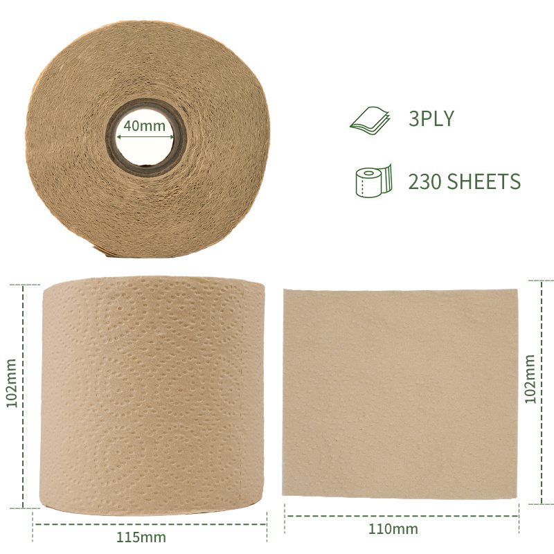 Individually Wrapped Soft Absorbent Flushable Unbleached Virgin Bamboo Pulp 3 ply Toilet Paper