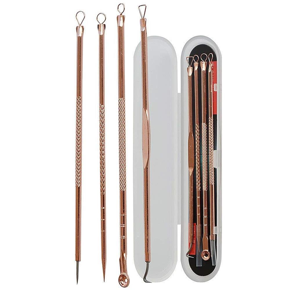 Blackhead Remover Set 4pcs Acne Removal Tools Curved Rose Gold Pore  Face Cleaning stainless steel  Tools