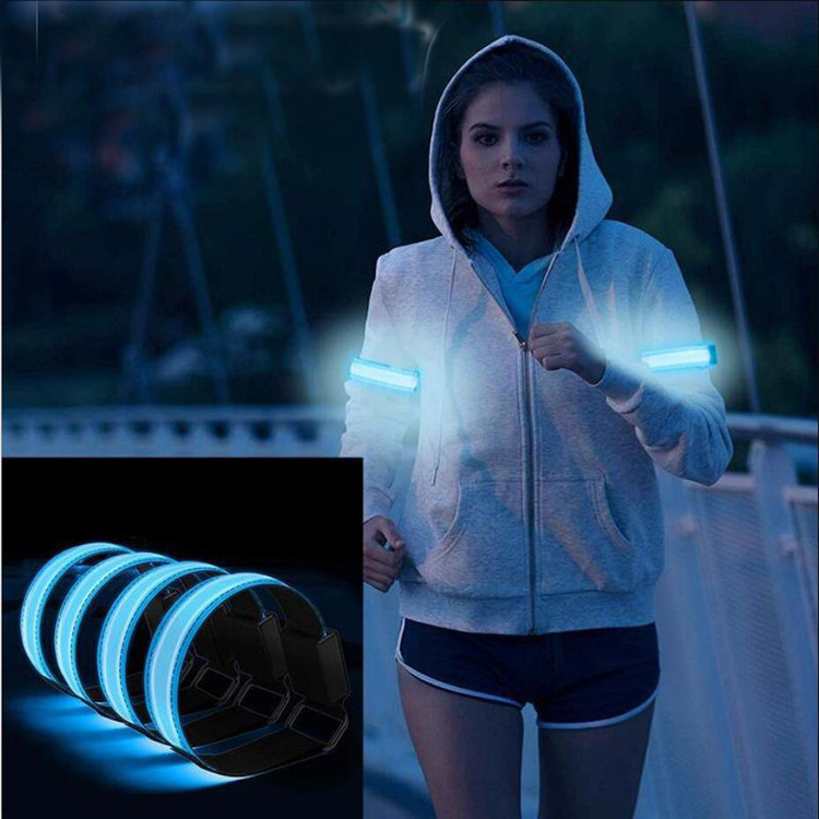 Led Armbands Flashing Sports Elastic Belt Safety Band Slap Light Up Wristband Hand Pvc Leg Ankle Wrist Arm Usb Reflective Band