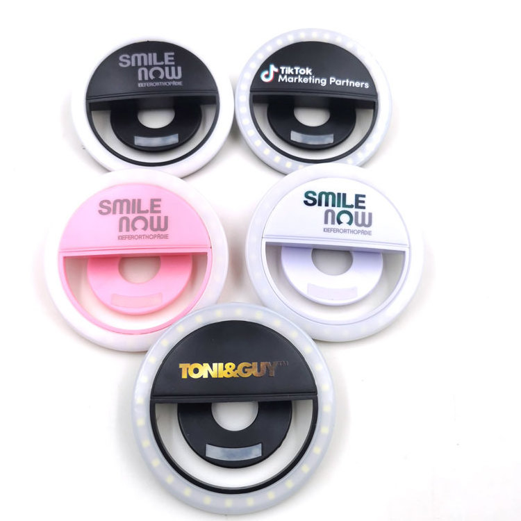 Customized Logo Clip On Cell Phone Ring Selfie Flash Light Portable Pocket Mini Led Selfie Phone Ring Light With White Box