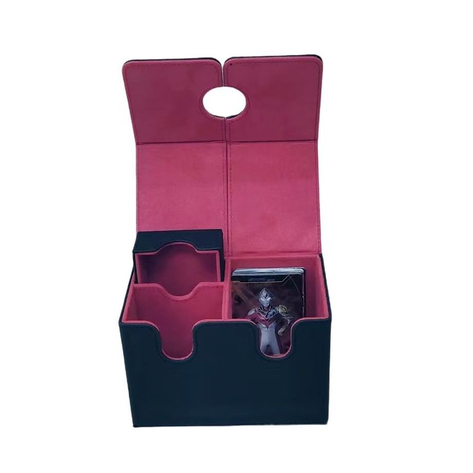 Large Capacity PU Leather Playing Card Deck Box mtg p s a Sports Card Storage Boxes Slab Case 2 Slots with Dice storage