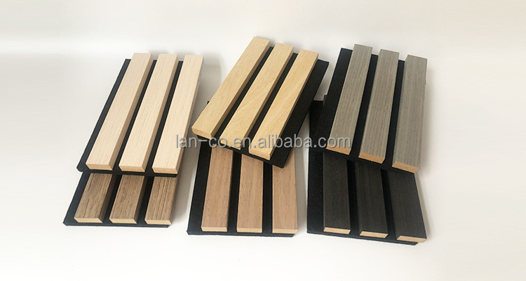 3D indoor wooden panel wall decor MDF Composite Wall slatted soundproof Polyester Acoustic Slat Panel