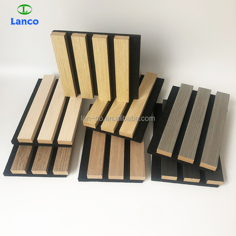 3D indoor wooden panel wall decor MDF Composite Wall slatted soundproof Polyester Acoustic Slat Panel