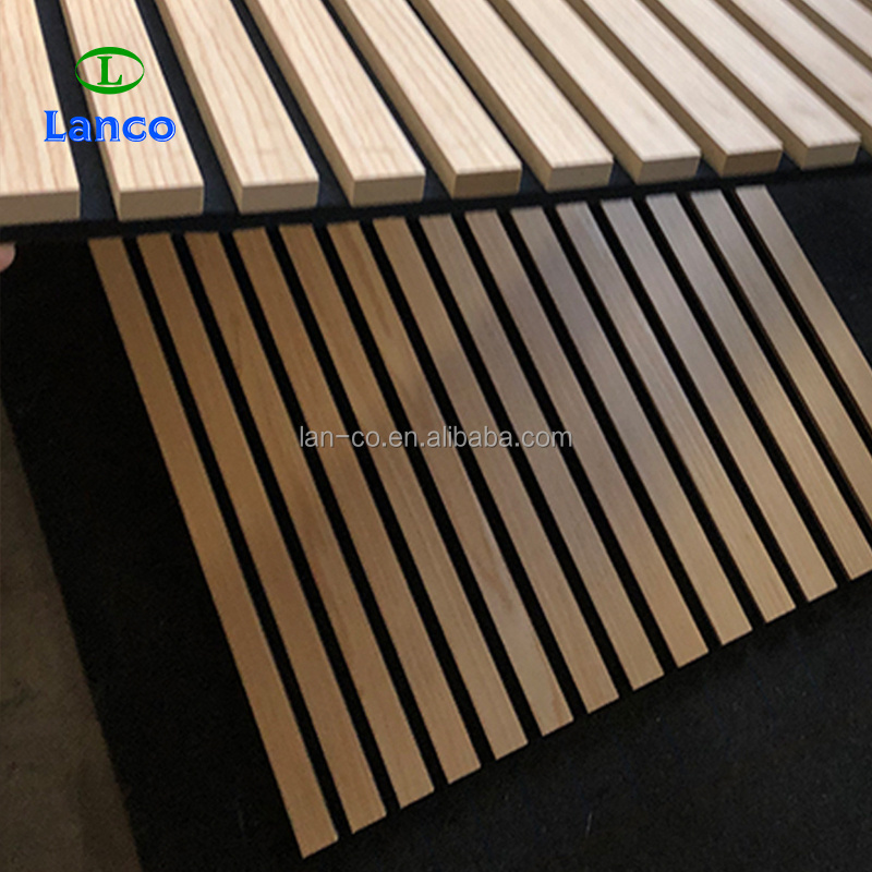 3D indoor wooden panel wall decor MDF Composite Wall slatted soundproof Polyester Acoustic Slat Panel