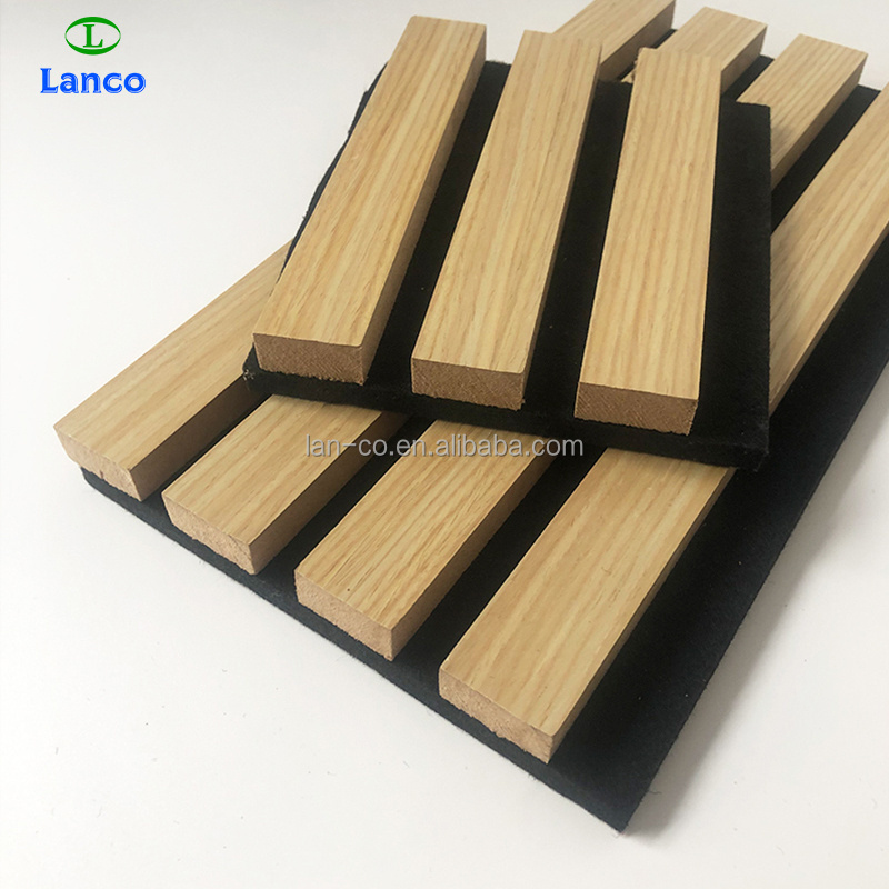 3D indoor wooden panel wall decor MDF Composite Wall slatted soundproof Polyester Acoustic Slat Panel