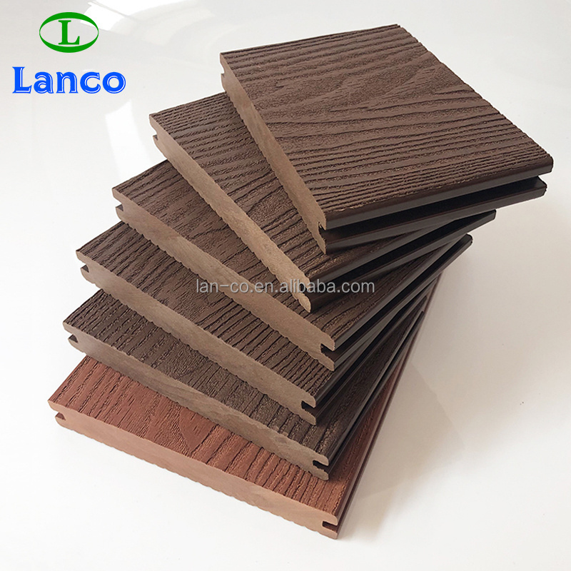 Exterior wpc embossed plank decking is solid 3d wood plastic composite decking patio flooring