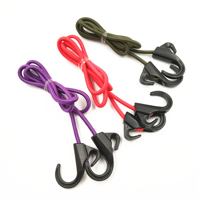 High Quality Polyester Elastic Luggage Cords Strong Luggage Rope With Carabiner Hook