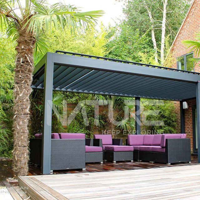 Waterproof roof  Louver Roof System Kits Outdoor Gazebo Garden Bioclimatic Aluminium Pergola